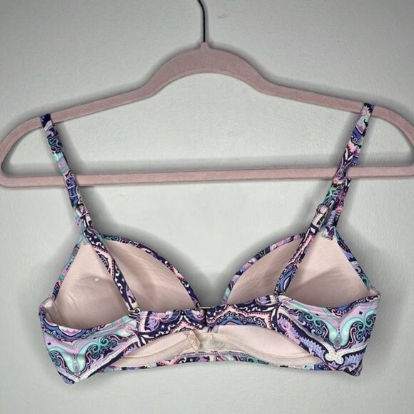 Victorias Secret Swim Size 32C Pink Purple Paisley Push Up Bikini Top Vacation - Picture 5 of 9